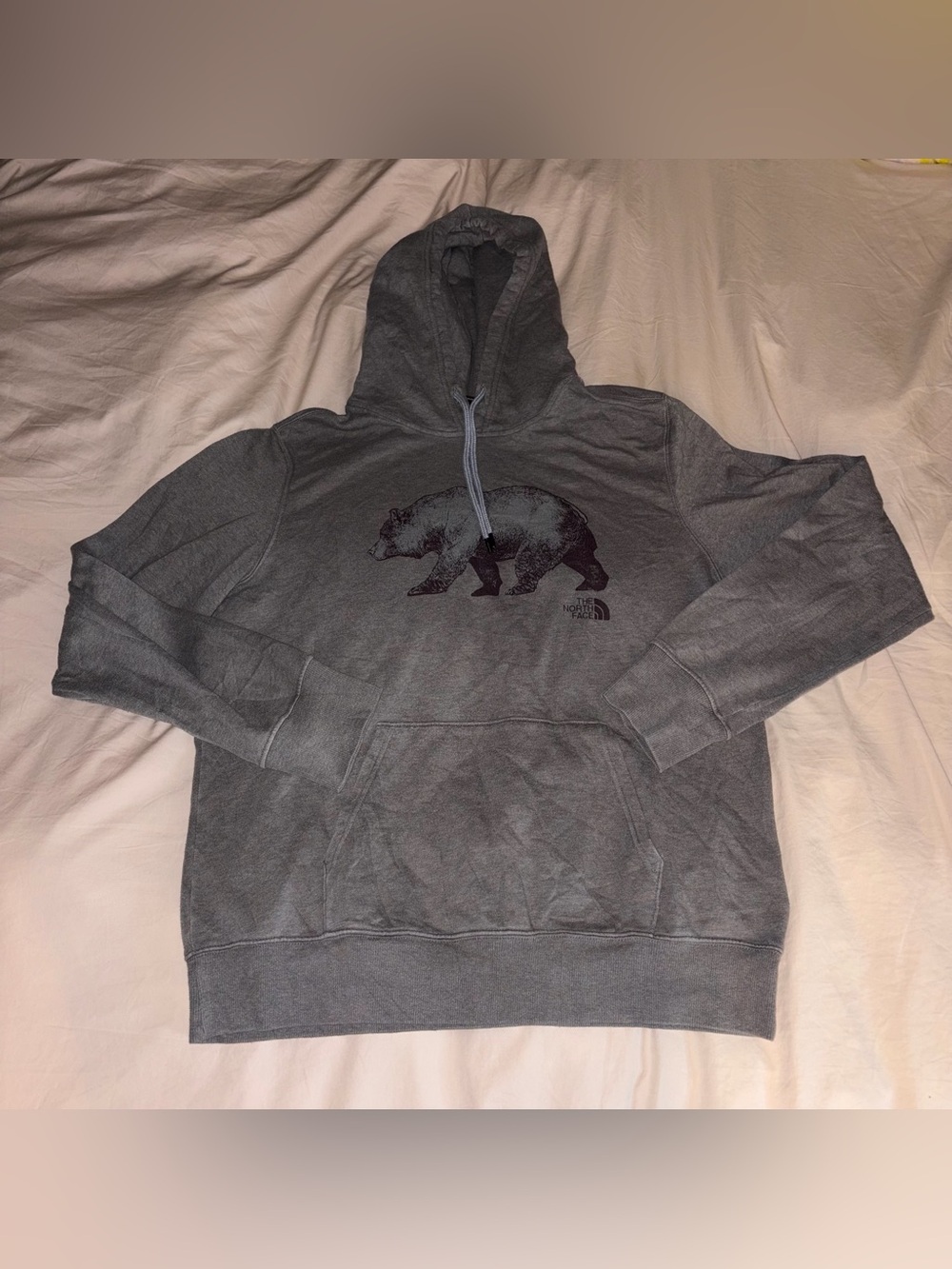 The North Face Men’s Gray Hoodie with Bear Graphic size L